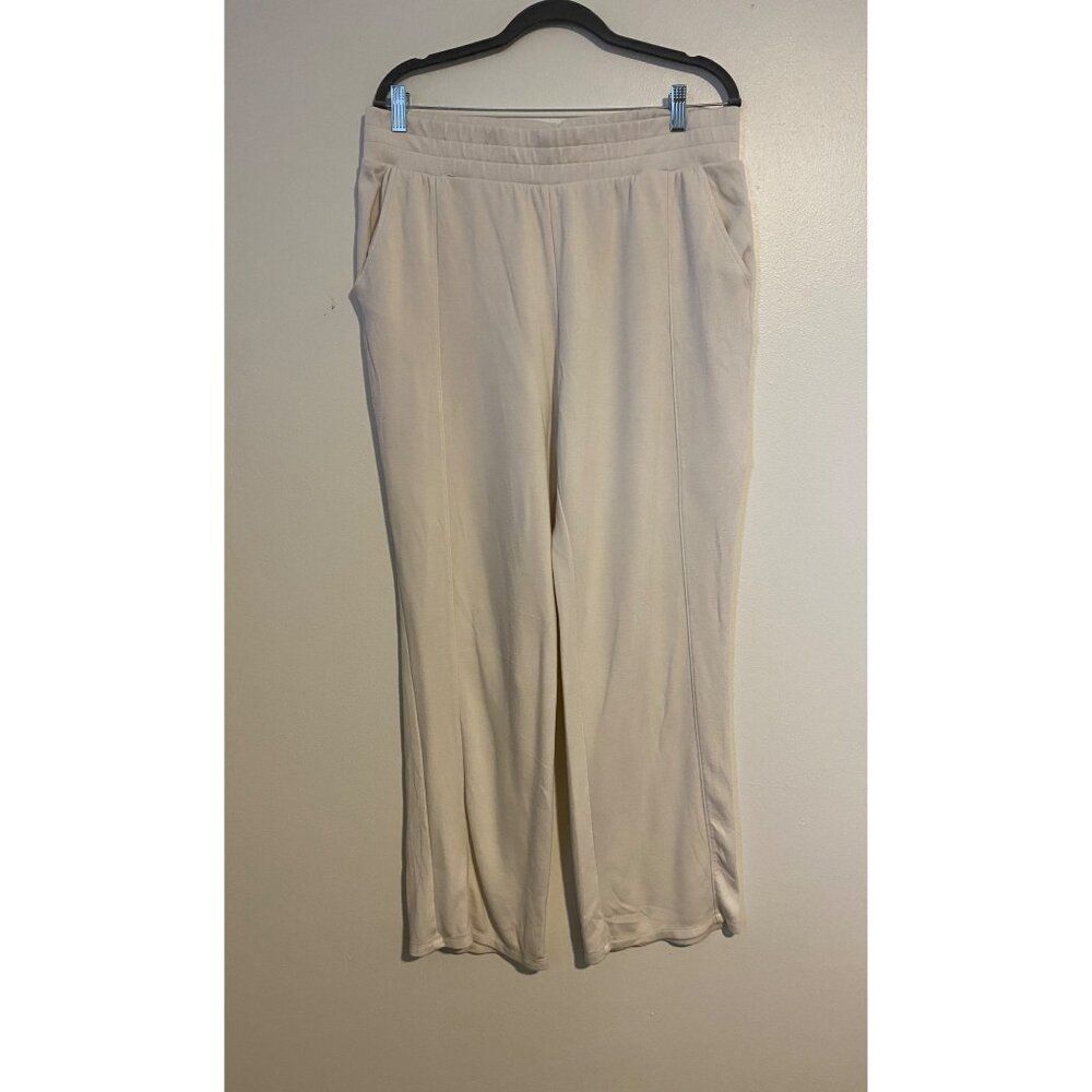 Danskin Womens L Jogger Pants Off White Pull-On Casual Pants Loungewear Comfy